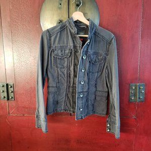 Esprit Retro Utility Charcoal Grey Denim Jean Jacket - Medium